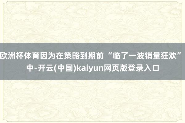 欧洲杯体育因为在策略到期前 “临了一波销量狂欢” 中-开云(中国)kaiyun网页版登录入口