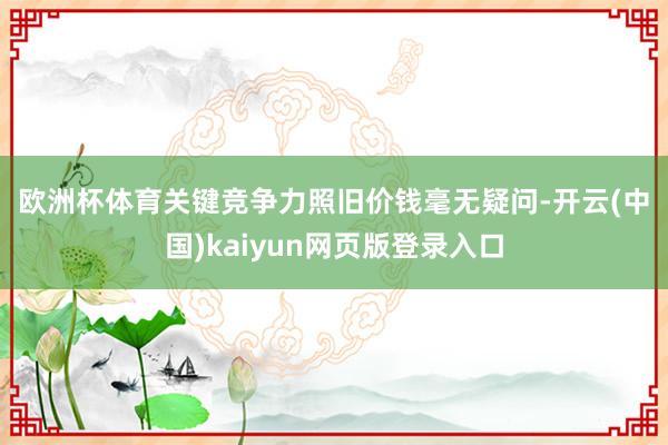 欧洲杯体育　　关键竞争力照旧价钱　　毫无疑问-开云(中国)kaiyun网页版登录入口