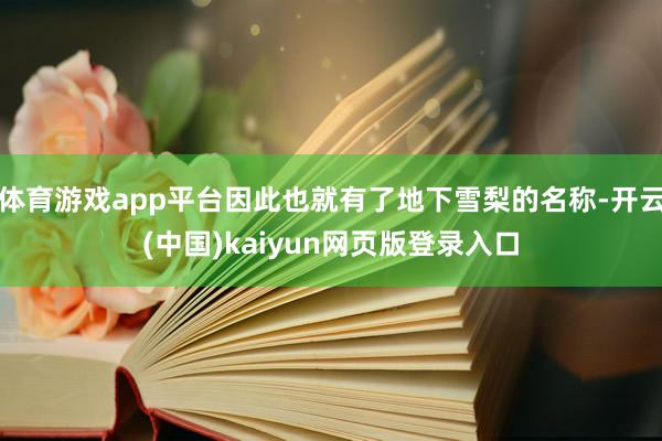 体育游戏app平台因此也就有了地下雪梨的名称-开云(中国)kaiyun网页版登录入口